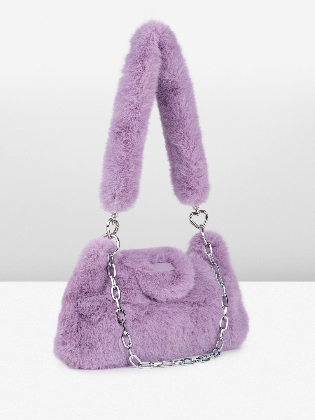 DressBerry Structured Shoulder Bag With Fur