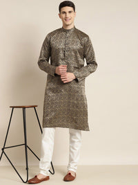 SOJANYA Floral Woven Design Jacquard Kurta With Churidar