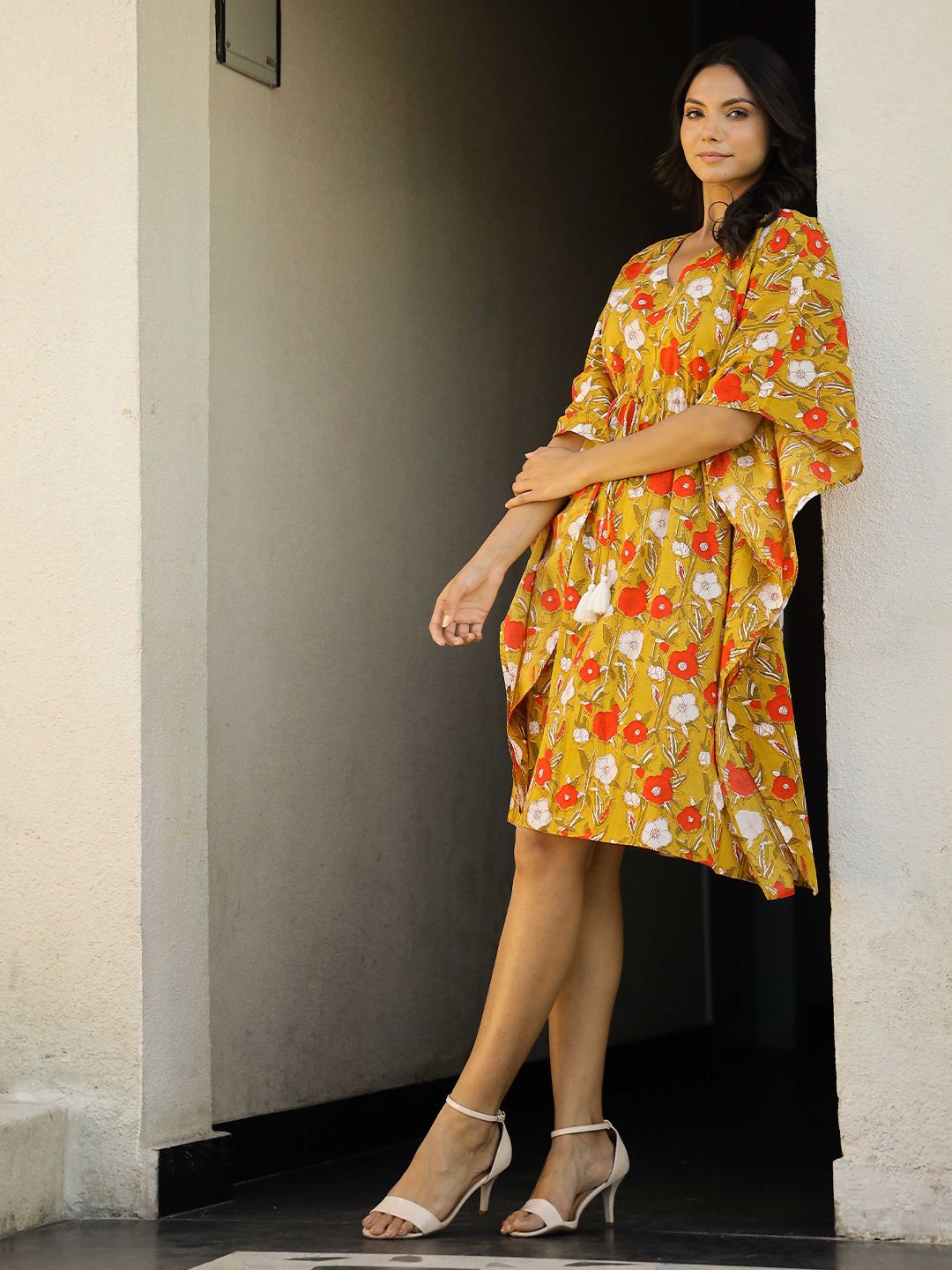 SANSKRUTIHOMES Women Printed Kaftan Cotton Nightdress