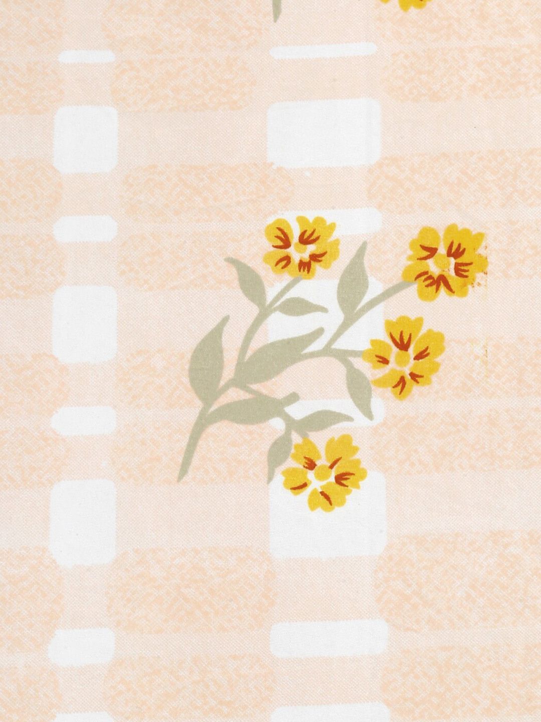 KLOTTHE Yellow & White Floral Printed 300 TC Single Bedsheet & Pillow Cover