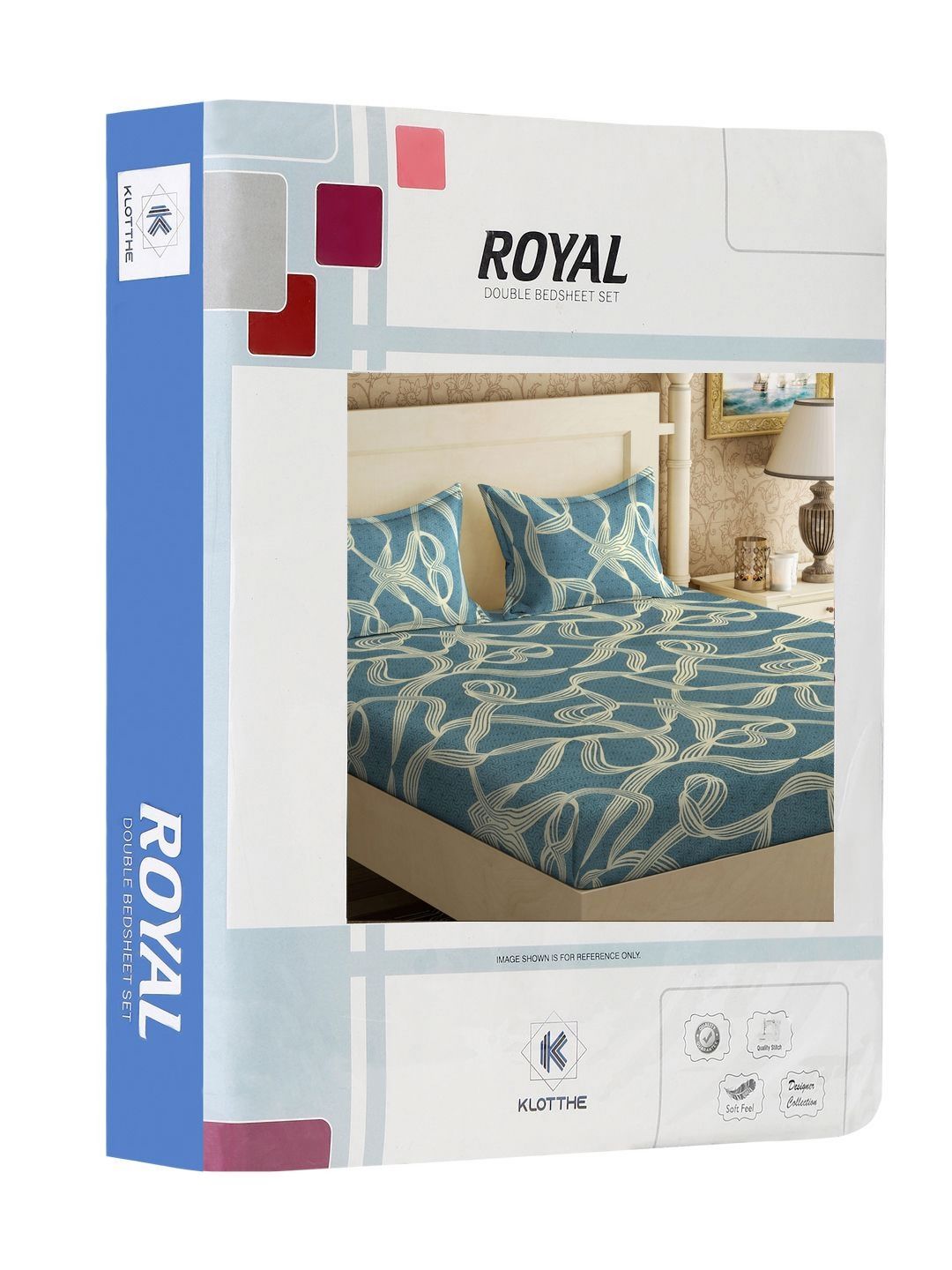 KLOTTHE Biru Turquoise Abstrak Bercetak 300 TC Cadar King Double Dengan 2 Sarung Bantal