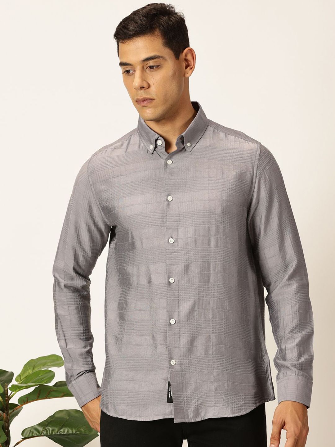 Thomas Scott Men Premium Button-Down Collar Tartan Checked Cotton Slim Fit Casual Shirt