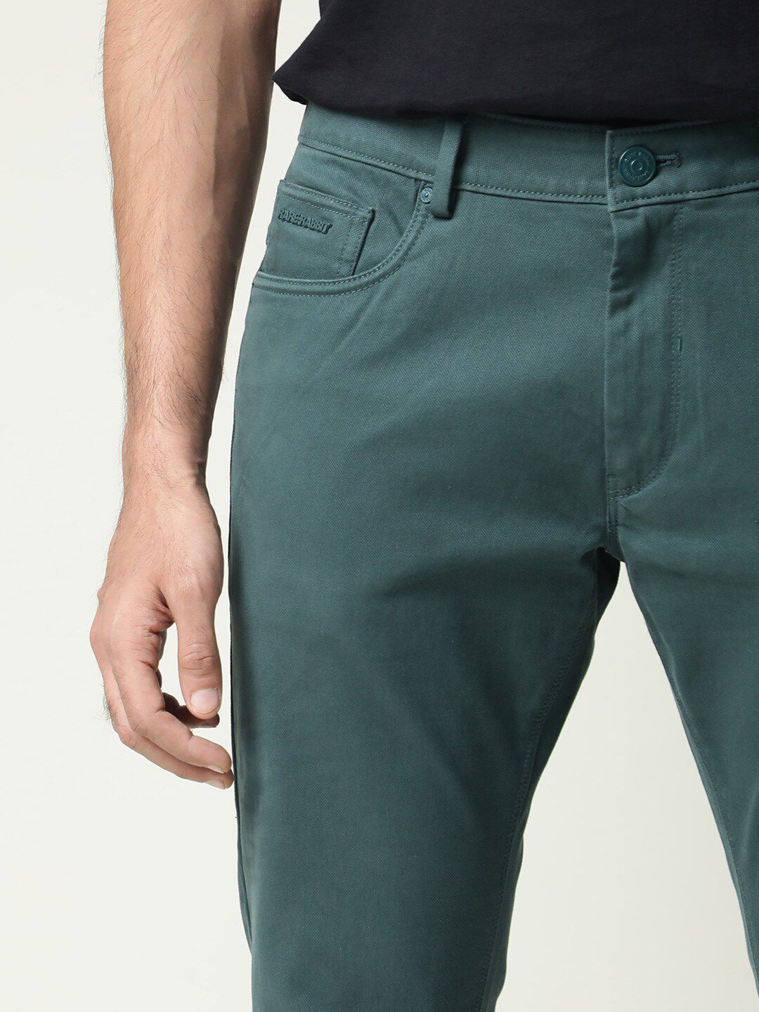 RARE RABBIT Men Spoke-22 Mid-Rise Slim Fit Trouser Cotton Trouser