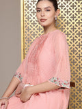 House of Pataudi Jashn Self Designed Embroidered Detail A-Line Midi Dress