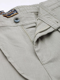 The Indian Garage Co Men Grey Slim Fit Linen Blend Trousers