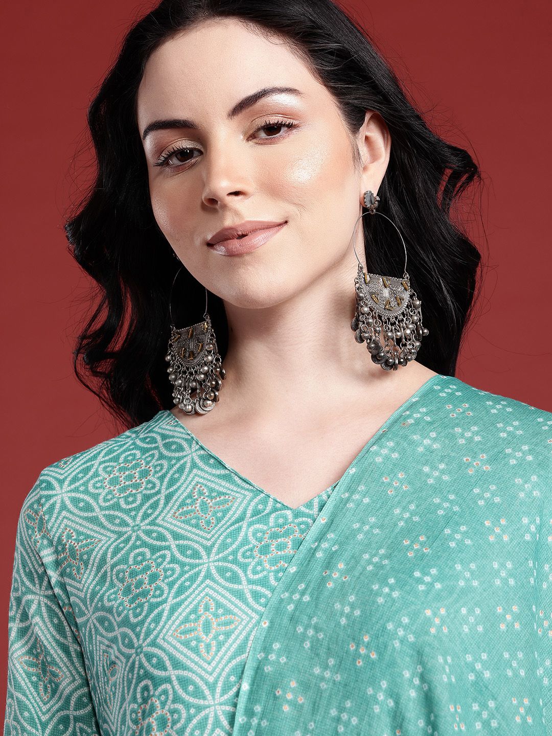 Anouk Geometric Printed Kurta with Trousers & With Dupatta