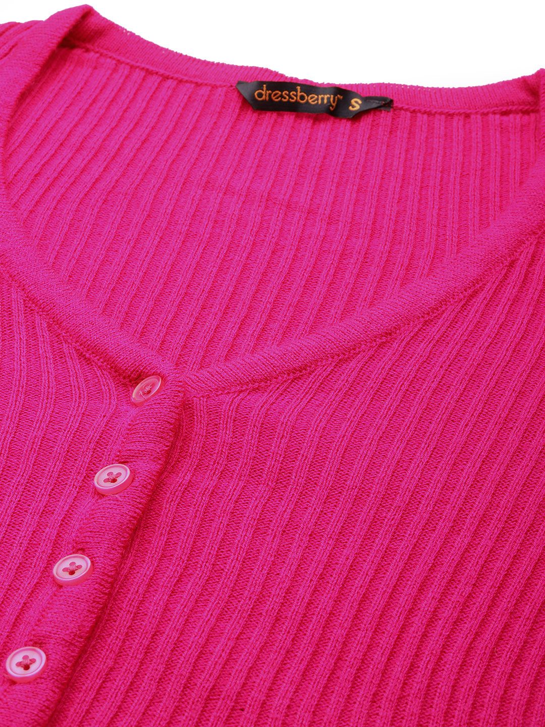 DressBerry Ribbed Acrylic Cardigan