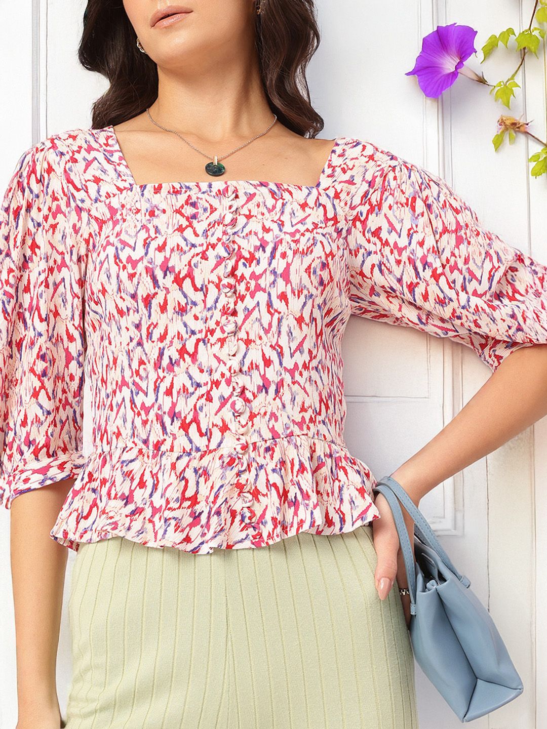 DressBerry Sweet & Simple Square Neck A-line Top
