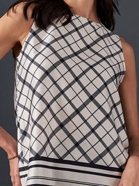 AND Checked Round Neck Styled Back Top