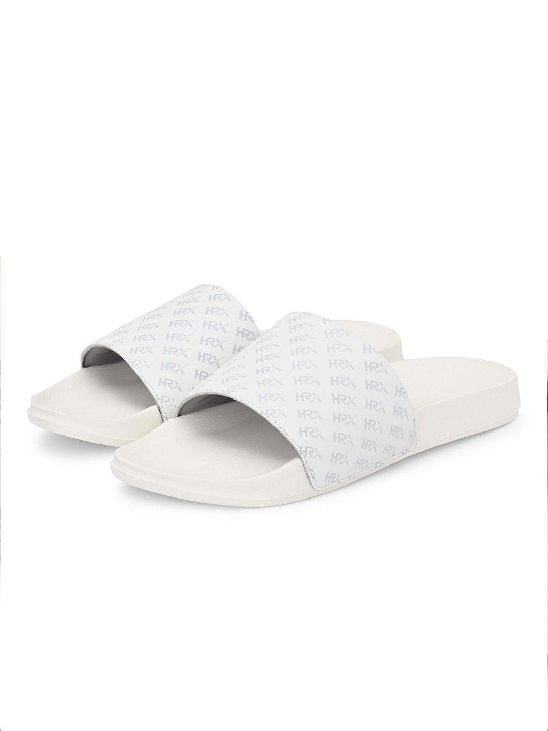 HRX by Hrithik Roshan Men White & Grey Printed Sliders