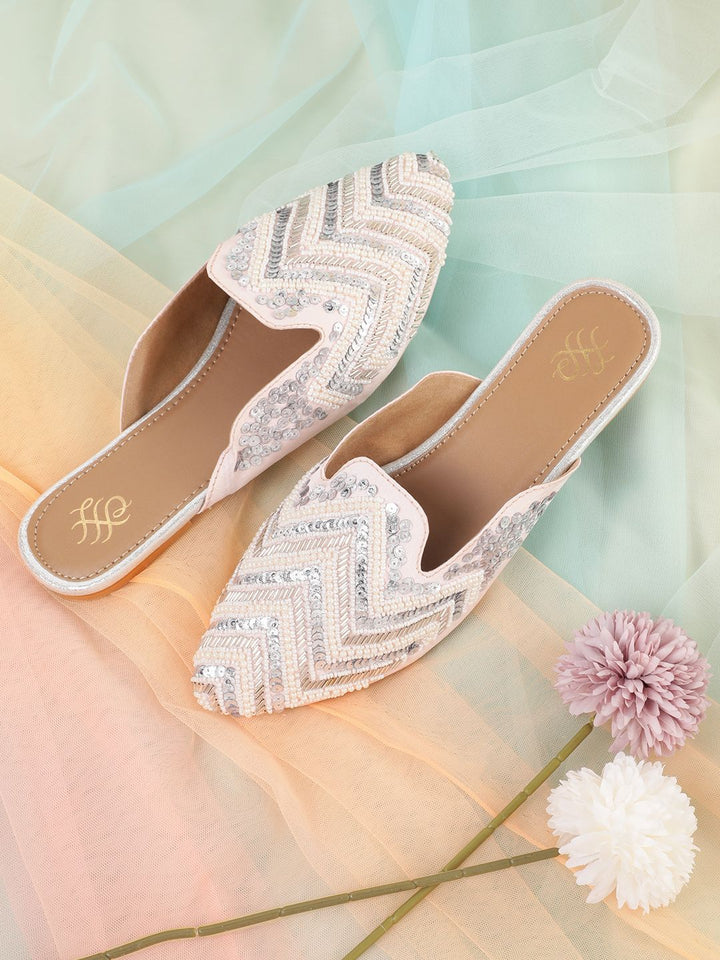 House of Pataudi Beads Embroidered Ethnic Mules