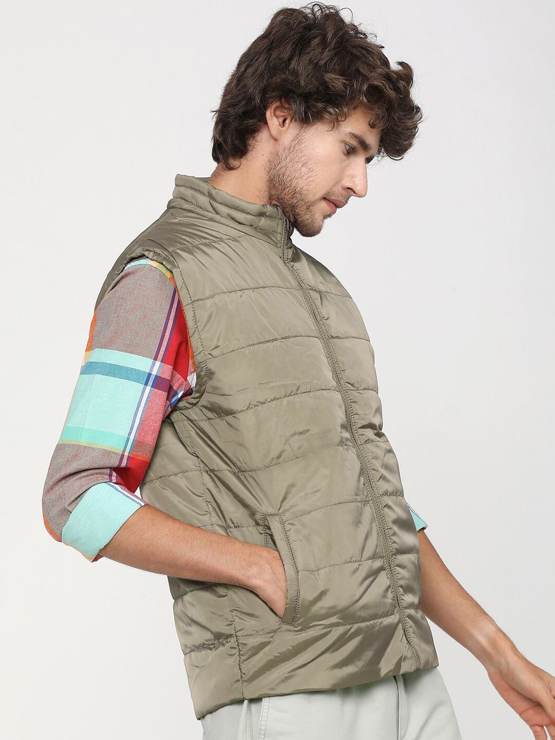 HIGHLANDER Men Brown Checked Padded Jacket