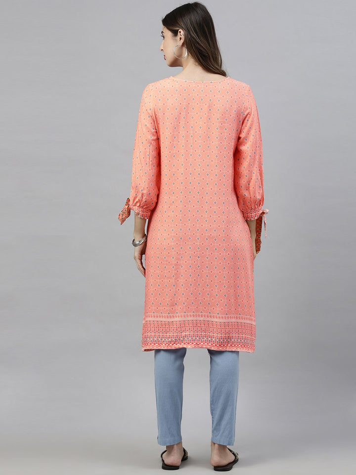 Global Desi Women's Pink & White Printed Tunic