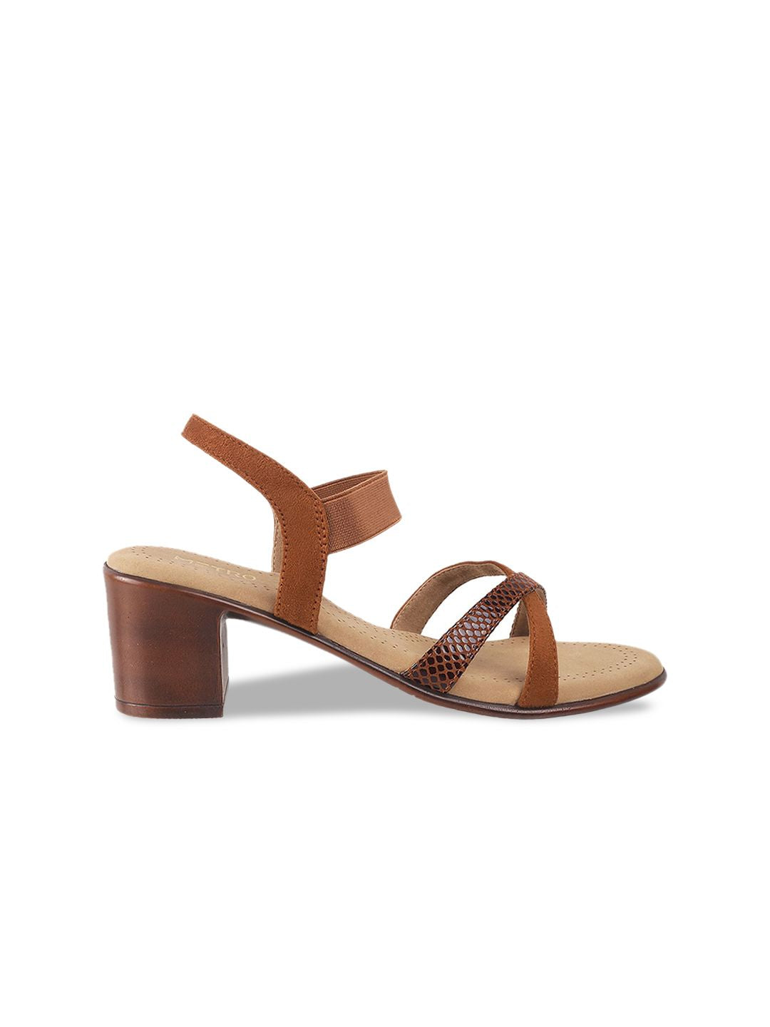 Metro Brown Block Sandals Heels