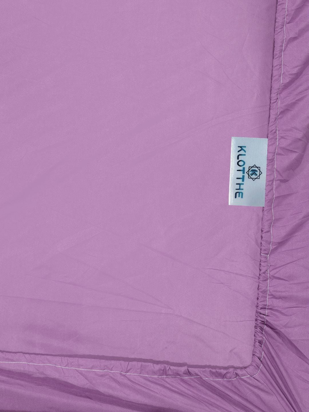 KLOTTHE Purple Solid 300 TC Fitted Double King Bedsheet with 2 Pillow Covers