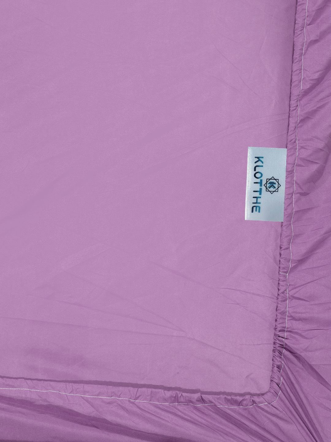 KLOTTHE Purple Cotton 300 TC Fitted King Bedsheet with 2 Pillow Covers-98 x 89 inches