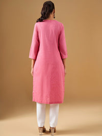 Global Desi Ethnic Motifs Notch Neck Yoke Design Thread Work Cotton Kurta