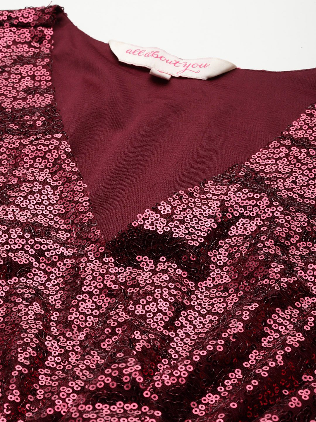 all about you Sequin Embellished Wrap Style Empire Dress