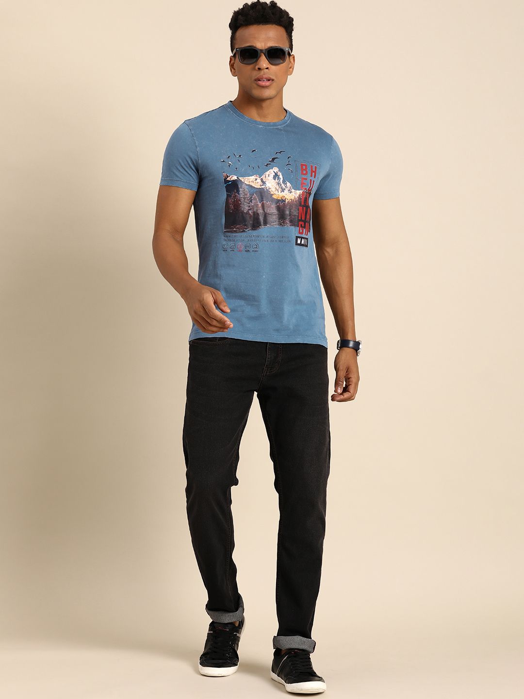 Being Human Graphic Printed Pure Cotton Slim Fit T-shirt