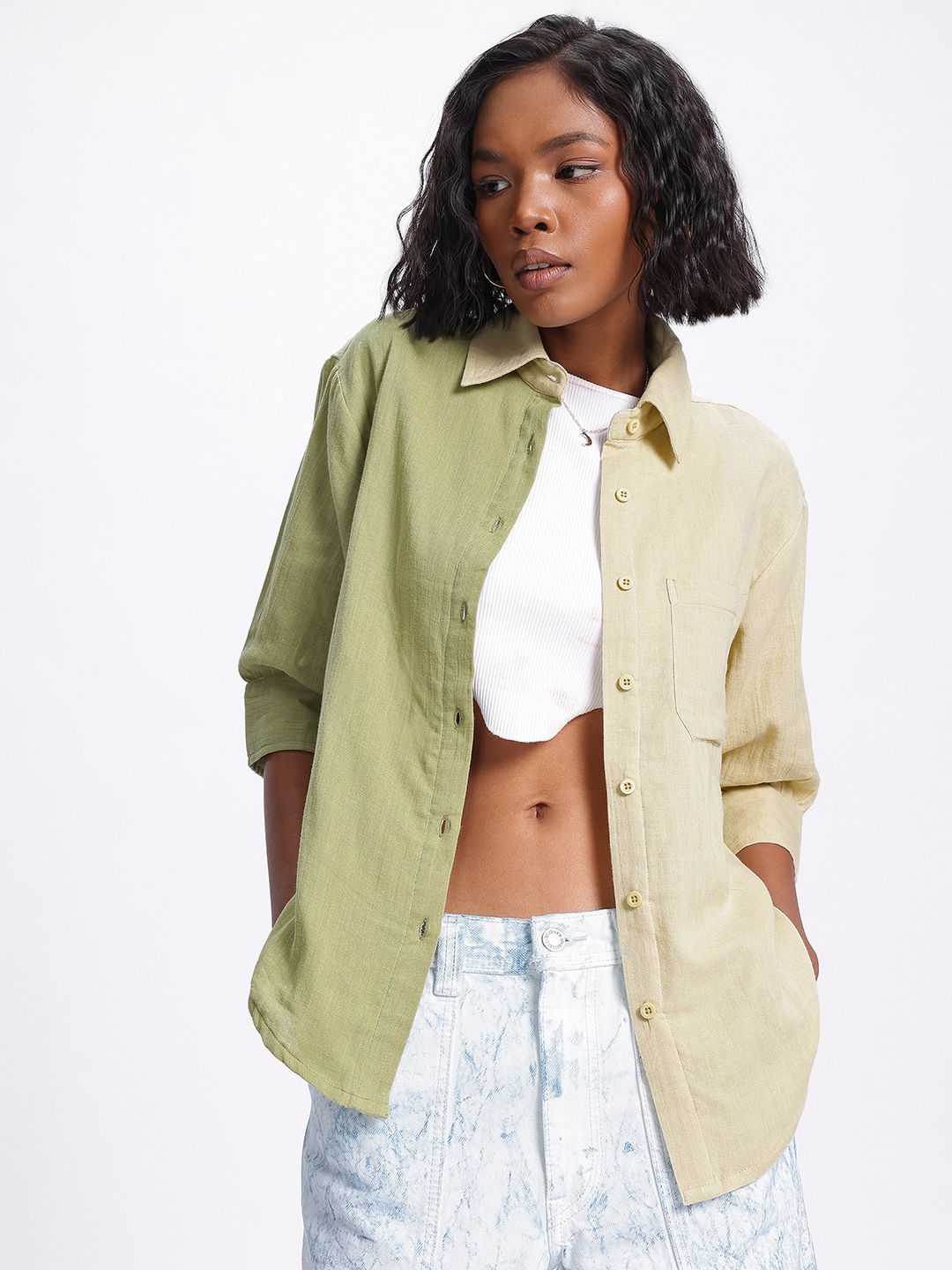 DressBerry Color Clash Pure Cotton Shirt
