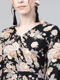 Gerua By Libas Women Black  Beige Printed Wrap Dress