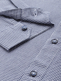 THE BEAR HOUSE Men Slim Fit Houndstooth Checked Pure Cotton Casual Shirt