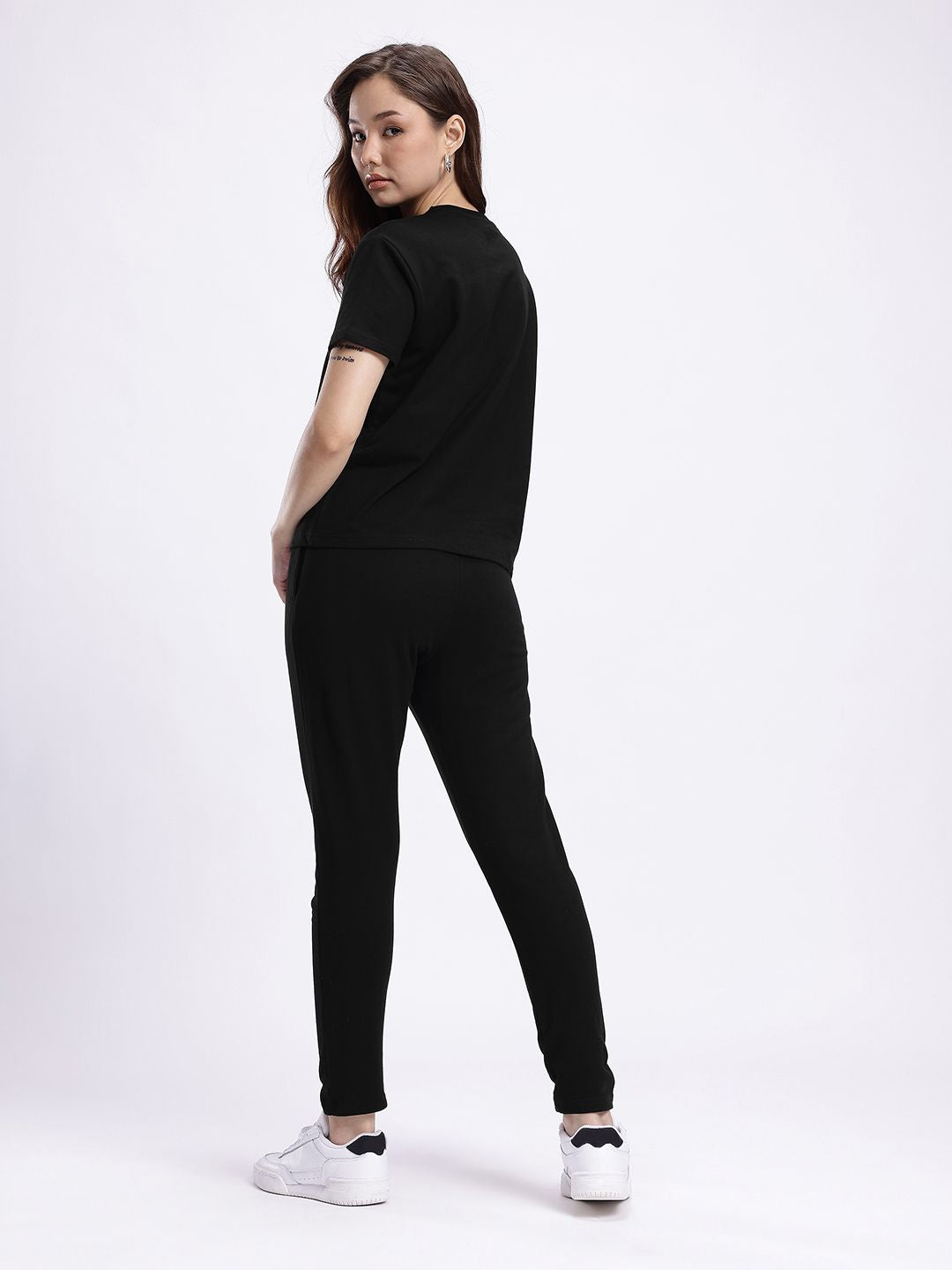 DressBerry Typography Printed T-Shirt with Trousers Co-Ords