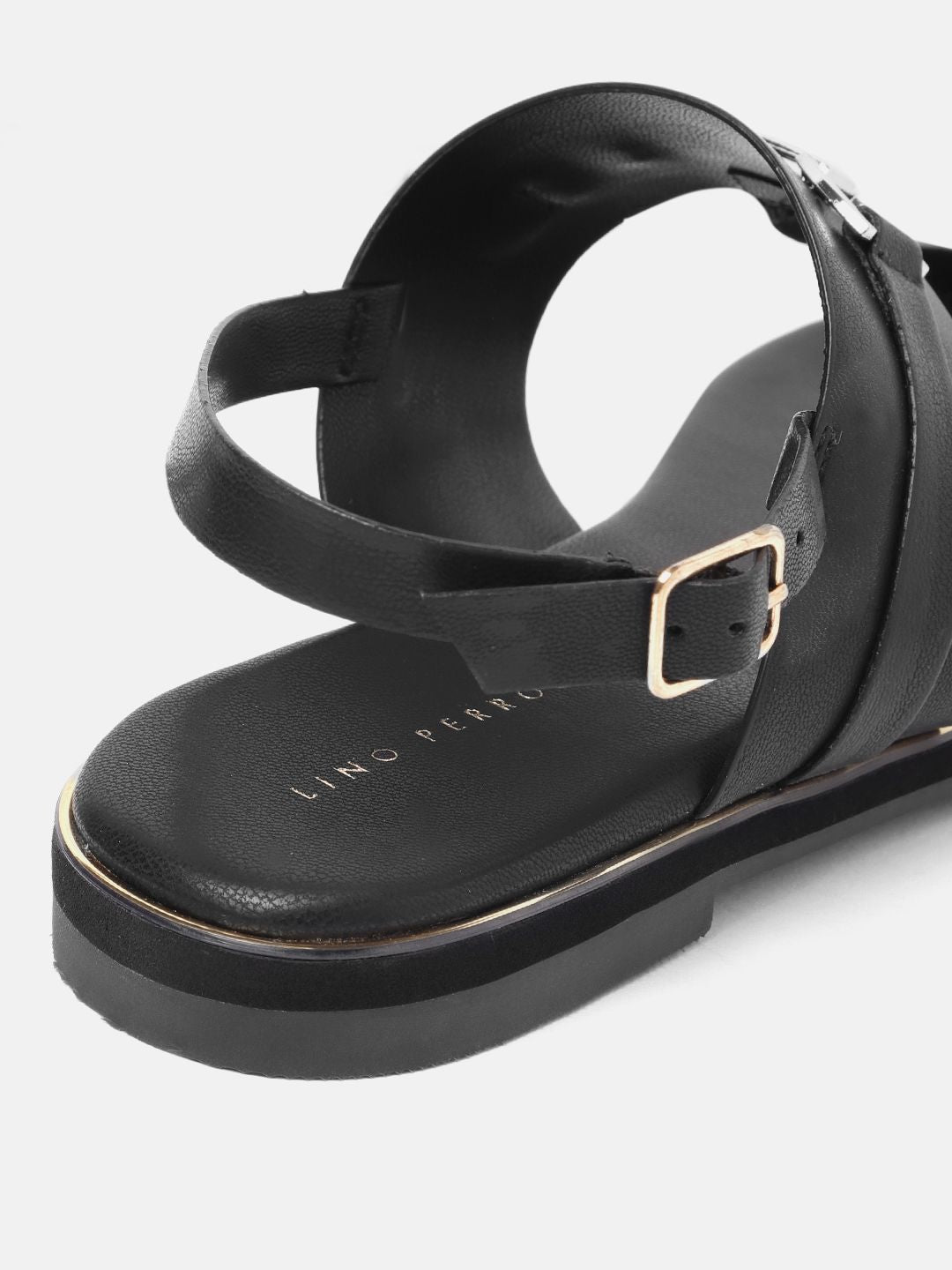Lino Perros Metallic Detail T-Strap Flats