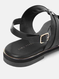 Lino Perros Metallic Detail T-Strap Flats