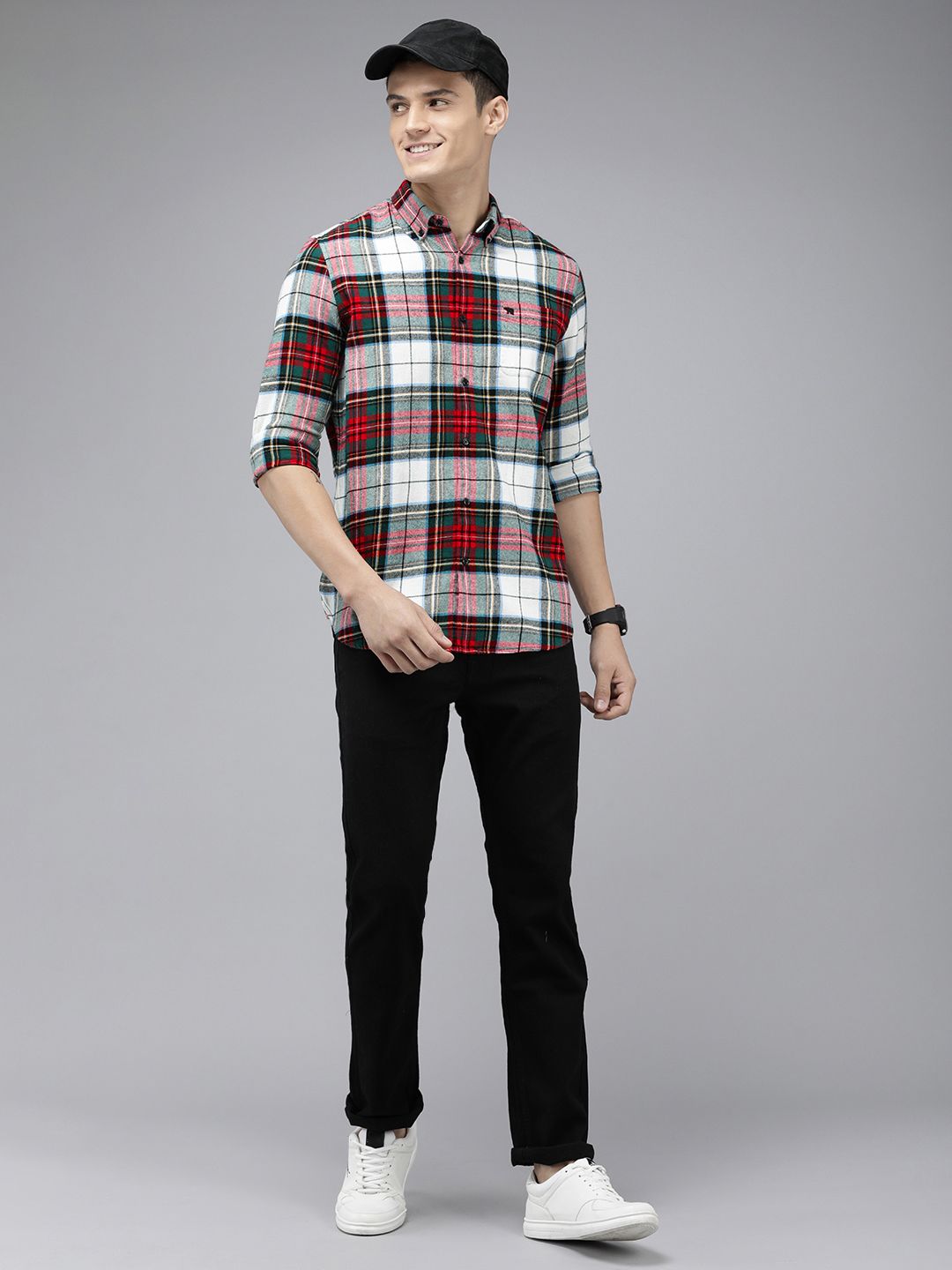 THE BEAR HOUSE Men Slim Fit Checked Pure Cotton Casual Shirt
