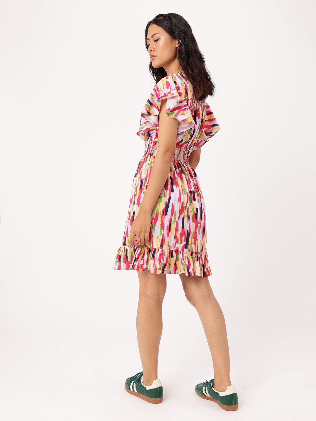 DressBerry Color Kaleidoscope Smocked A-Line Dress