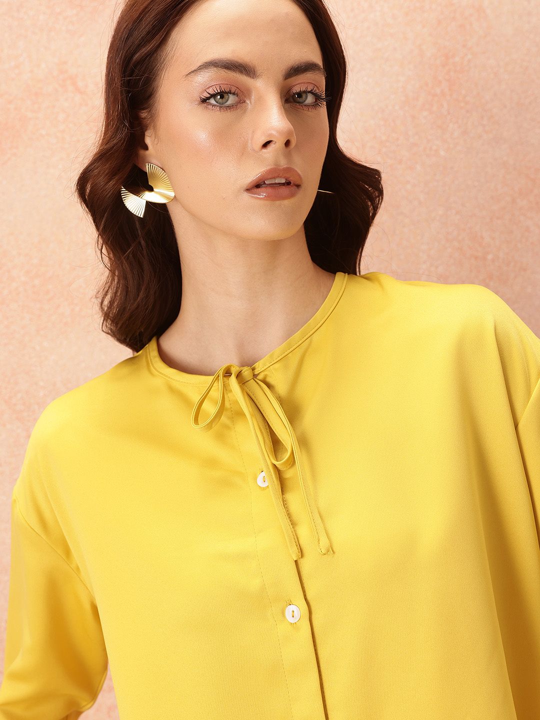 all about you Satin-Finish Tie-Up Neck Shirt