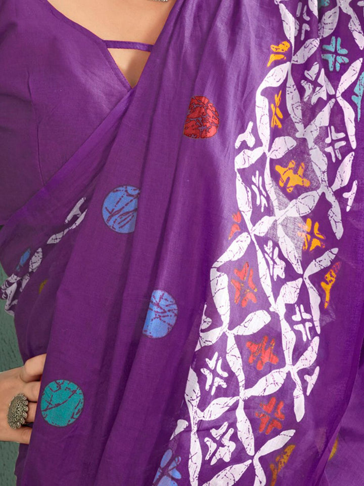 Saree mall Ethnic Motifs Pure Cotton Block Print Saree
