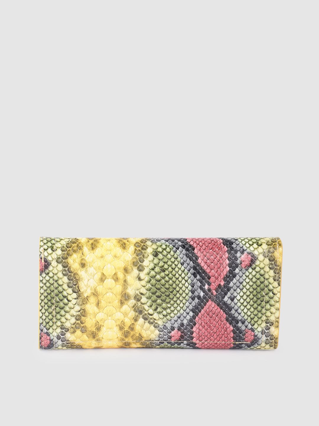 Lino Perros Women Snake Skin Textured Three Fold Wallet