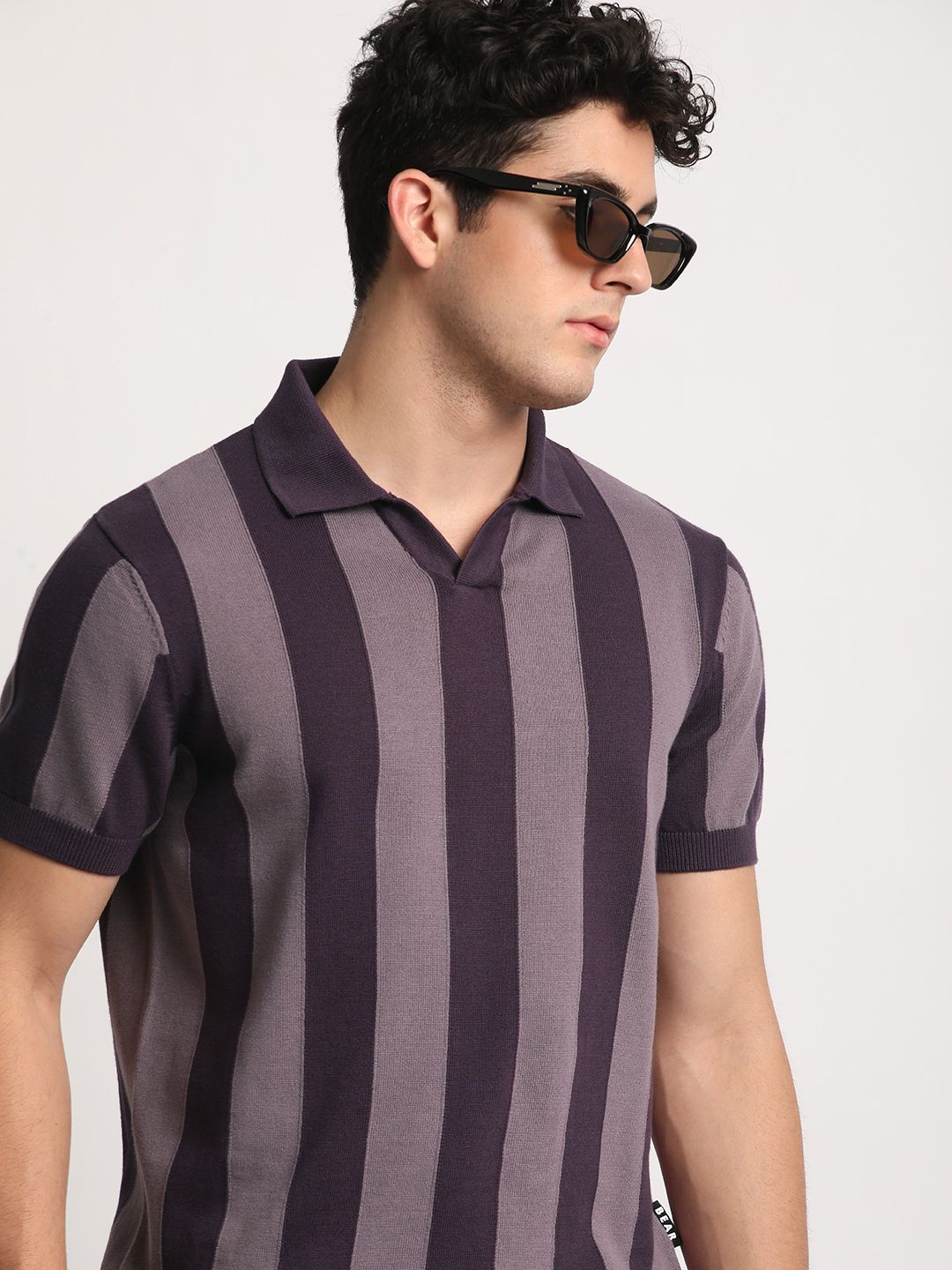 THE BEAR HOUSE Men Striped Regular Fit Cotton Polo Collar T-Shirts