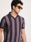 THE BEAR HOUSE Men Striped Regular Fit Cotton Polo Collar T-Shirts