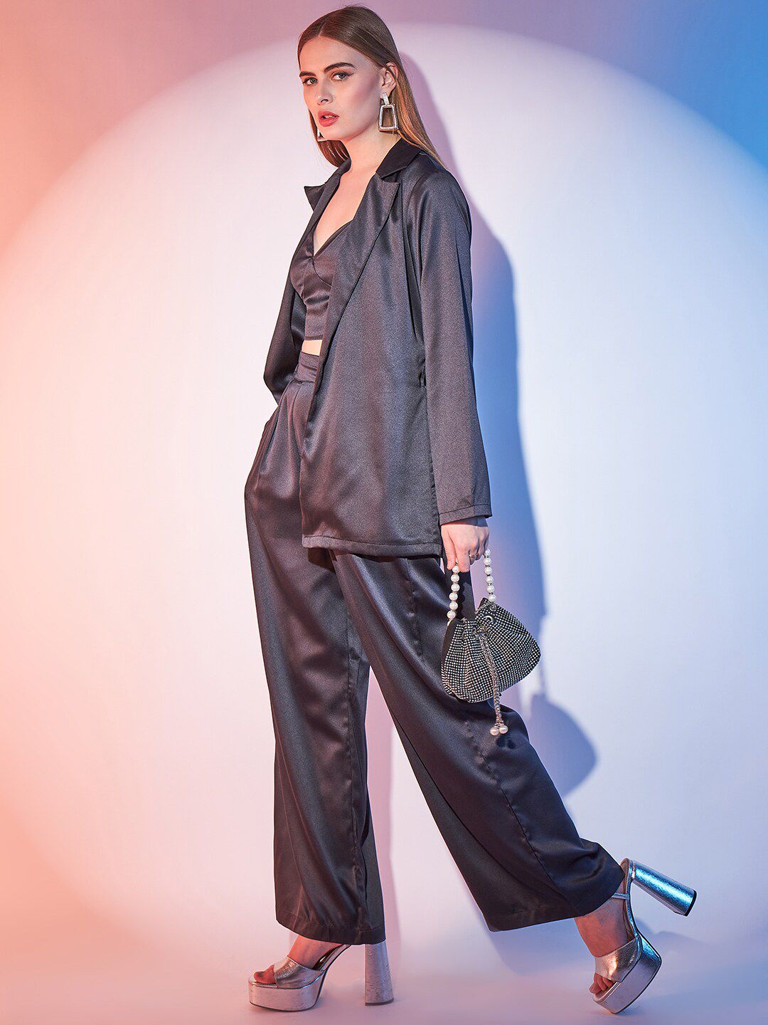 STREET 9 V-Neck Top, Trousers and Shrug Co-Ords