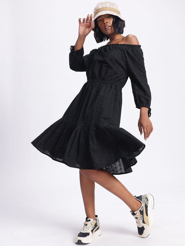 DressBerry Broderie Galore Off-Shoulder A-Line Midi Dress