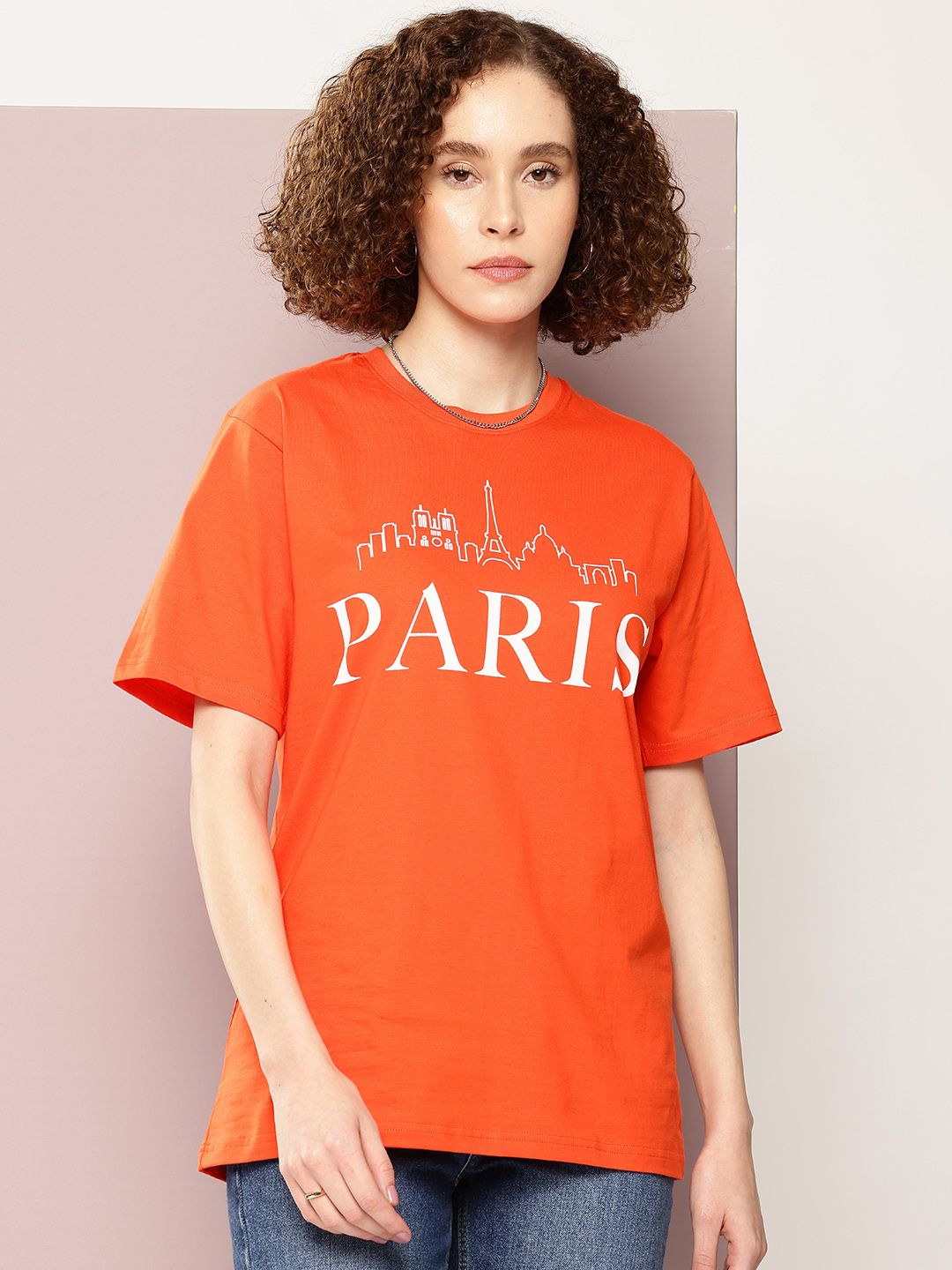DILLINGER Typography Printed Drop-Shoulder Sleeves Oversized Pure Cotton T-shirt