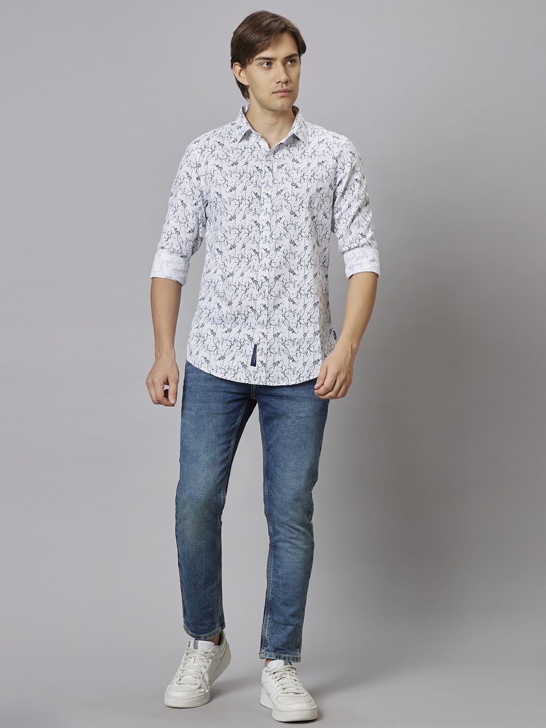 Being Human Abstract Printed Shirt Collar Slim Fit Pure Cotton Casual Shirt