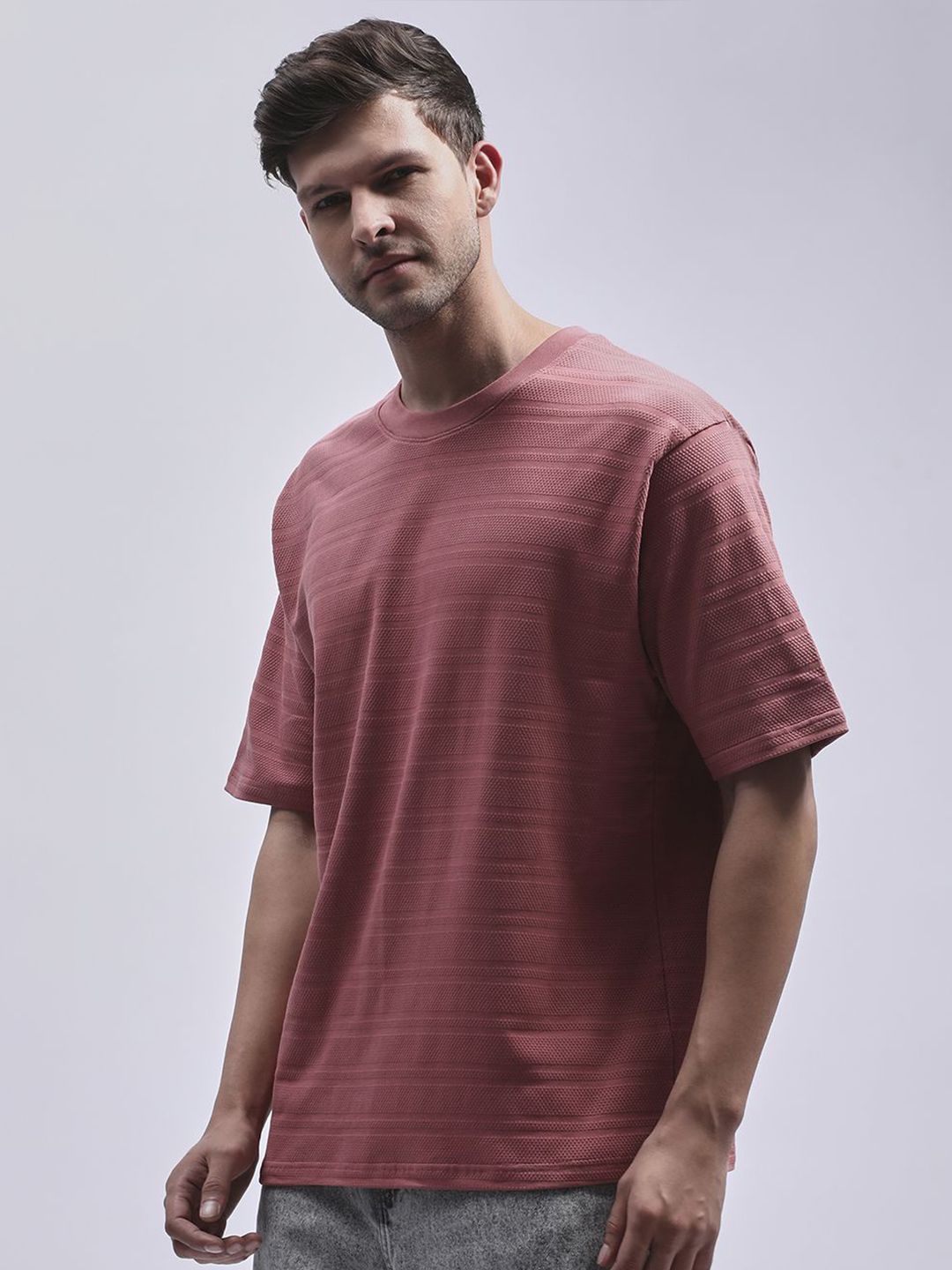 DILLINGER Men Round Neck Solid Oversized Pure Cotton T-shirt