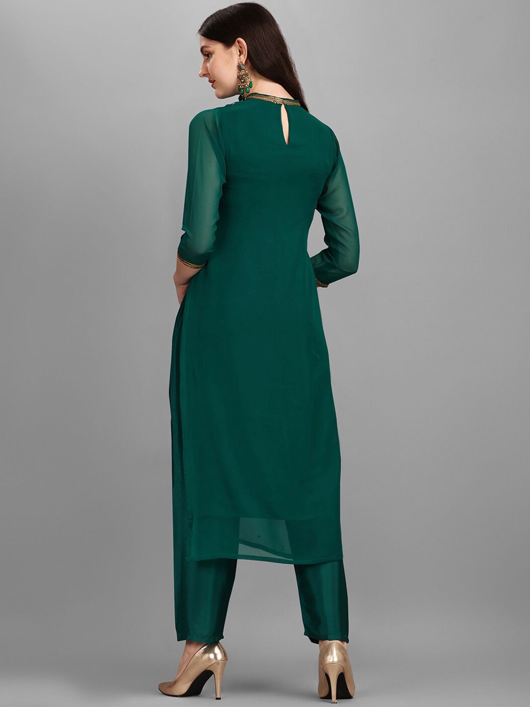 KALINI Floral Embroidered Sequinned Kurta With Trouser