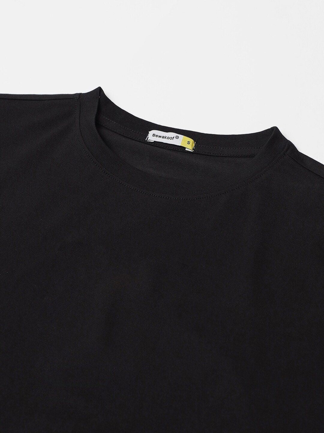Bewakoof Black 3D BTS Graphic Printed Drop-Shoulder Sleeves Oversized Cotton T-shirt
