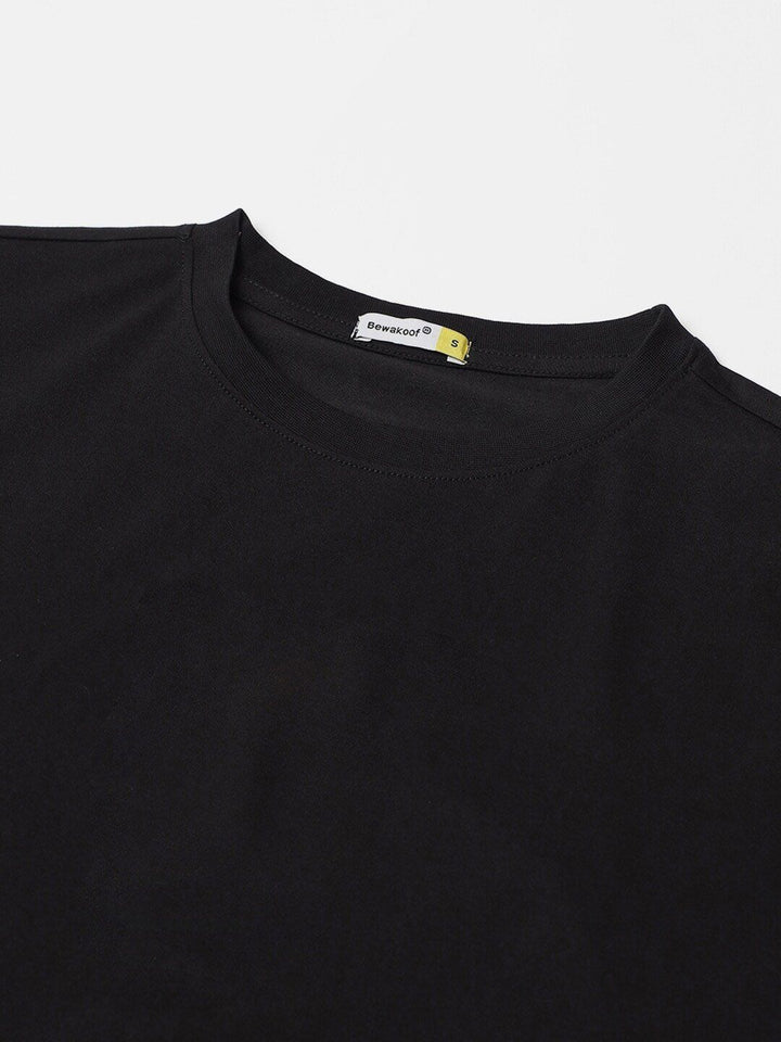 Bewakoof Black 3D BTS Graphic Printed Drop-Shoulder Sleeves Oversized Cotton T-shirt