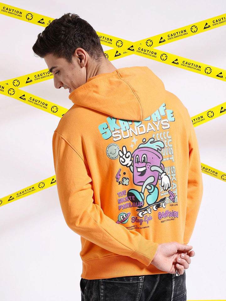 The Indian Garage Co Graphic Back Printed Hooded Oversized Pullover Sweatshirt