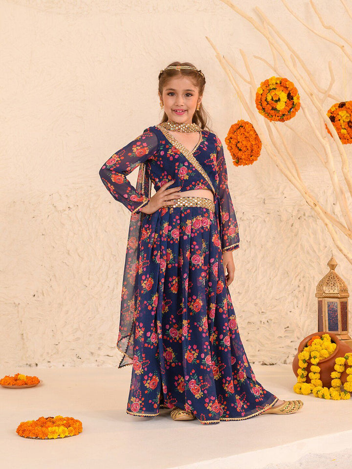pspeaches Girls Printed Ready to Wear Lehenga & Blouse With Dupatta