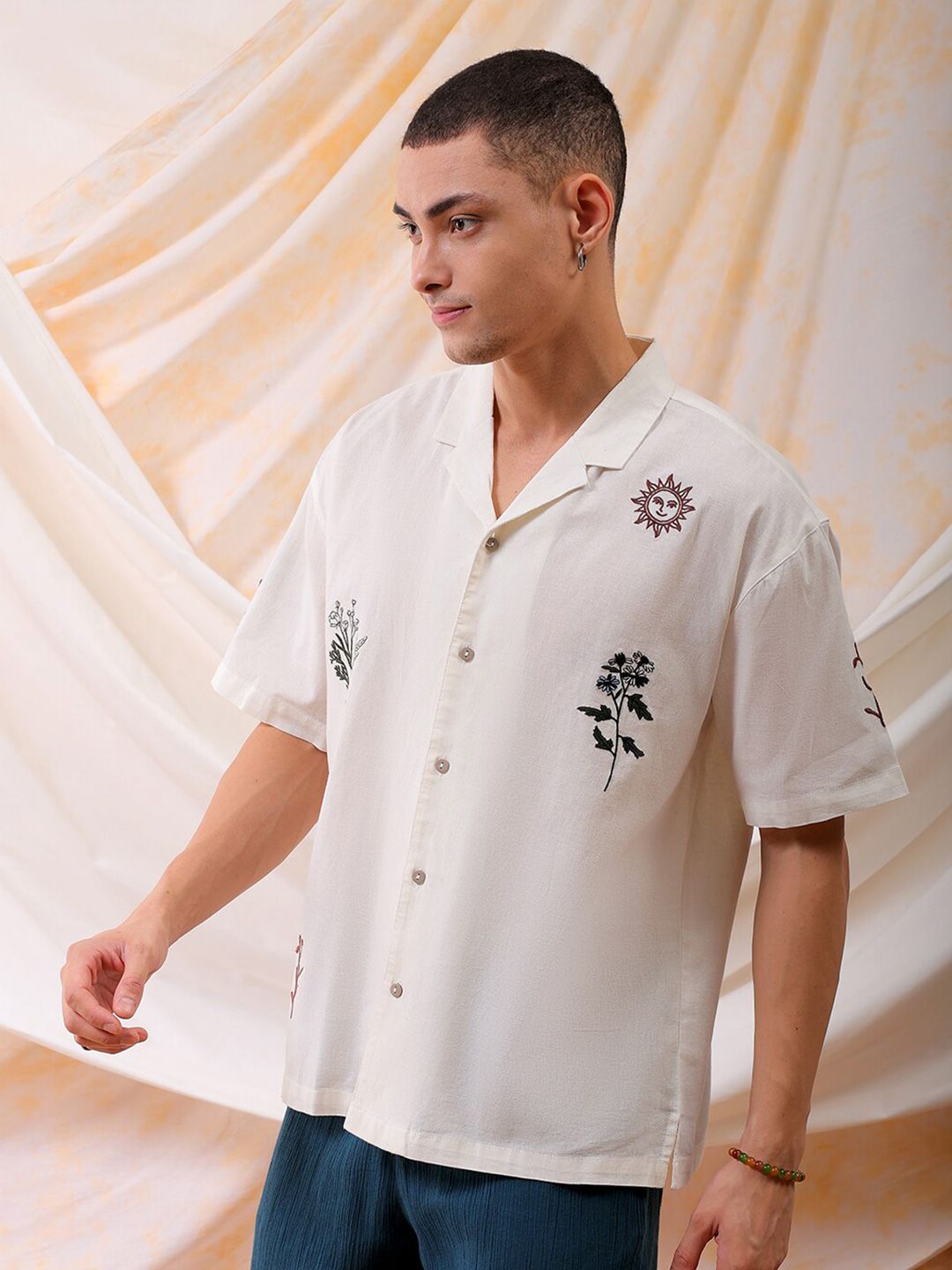 The Indian Garage Co Men Relaxed Fit Embroidery Resortwear Shirt