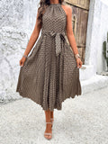 all about you Abstract Printed Halter Neck Fit & Flare Midi Dress