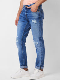 SPYKAR Men Skinny Fit Low-Rise Mildly Distressed Heavy Fade Jeans