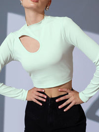 STREET 9 High Neck Cut Outs Solid Crop Top